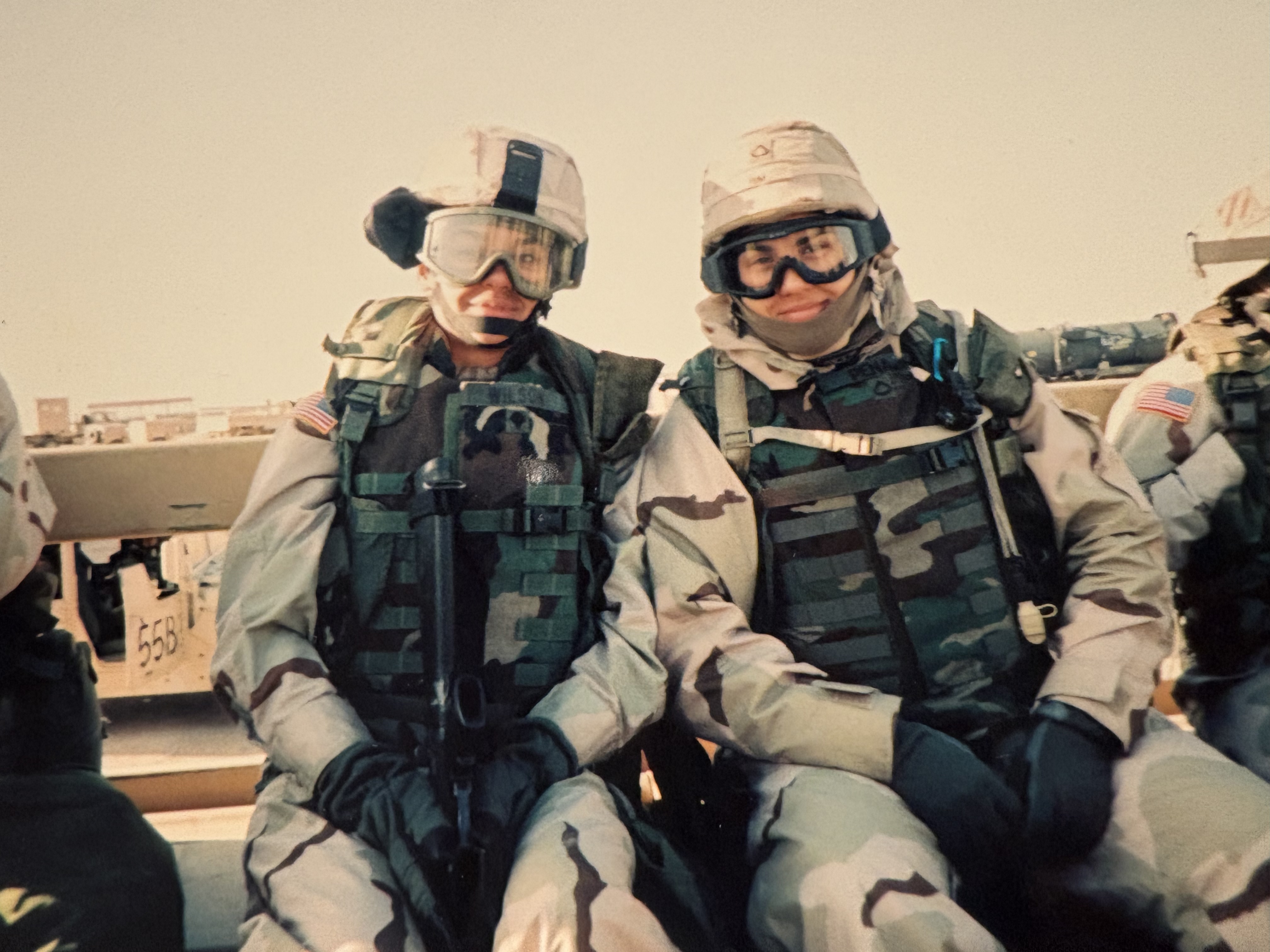 Sue Fisher in service with a soldier