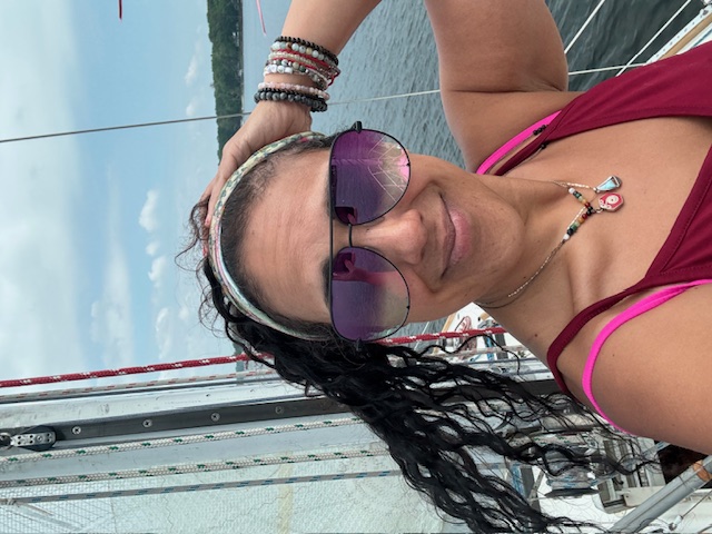 Sue Fisher enjoying a peaceful day on the water